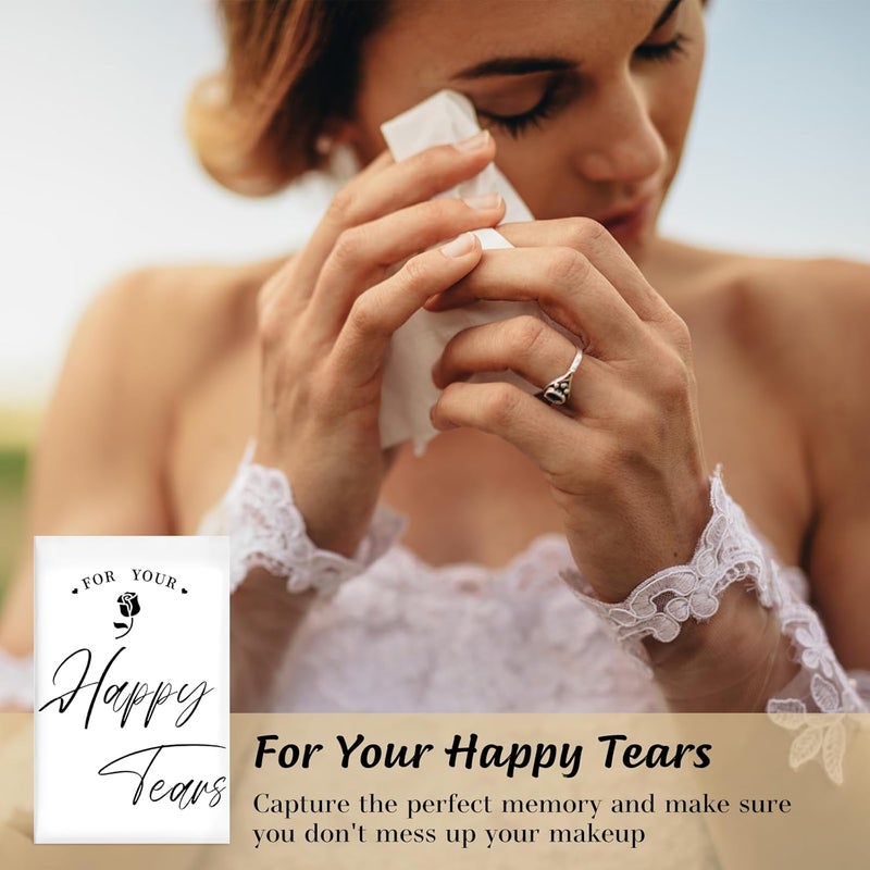 Ocmoiy 100 Pack Happy Tears Tissues for Wedding, 3 Ply Wedding Tissue Packs For Guests, Bulk Individual Facial Pocket Tissues for Wedding Party Favors Travel Graduation Celebration - Image 5